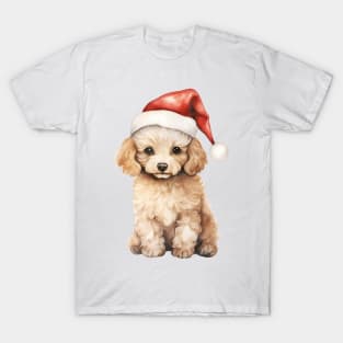 Poodle Dog in Santa Hat T-Shirt